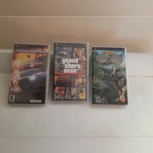 Set Of 3 game  2S2 grand theft auto, socom US Navy seals, ridge racer  namco
